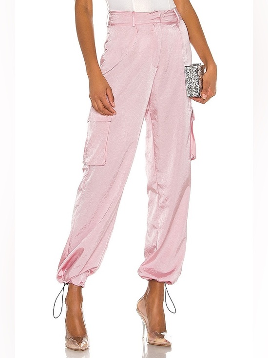 superdown Pants - Revolve Superdown Seleste Pink Satin Drawstring Jogger Pants Size Small